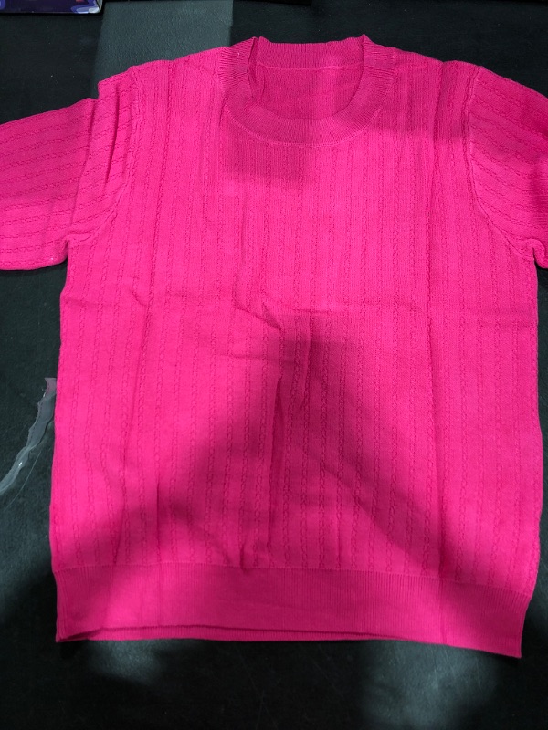 Photo 1 of Tankaneo Womens Short Sleeve Knit T Shirts 2024 Casual Summer Crewneck Basic Ribbed Sweater Tops SIZE MEDIUM