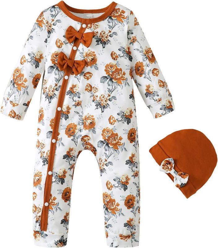 Photo 1 of Newborn Girl Clothes Baby Girl Outfit Floral Romper Long Sleeve Flower Jumpsuit (6-12 MONTHS)
 