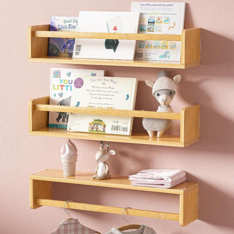 Photo 1 of Senjie Nursery Book Shelves,15.7 inch Kids Bookshelf,Wall Book Shelves for Kids Room, Home Decor - Kitchen Spice Rack Set of 3 - Nature
