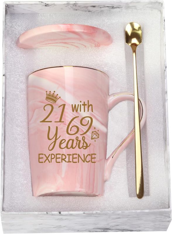 Photo 1 of 90th Birthday Gifts for Women, 21 with 69 Years Experience Mug, 90th Anniversaries Gifts 90th Gifts Idea for Women Turning 90 Wife Mom Grandma Friend 14 Ounce
