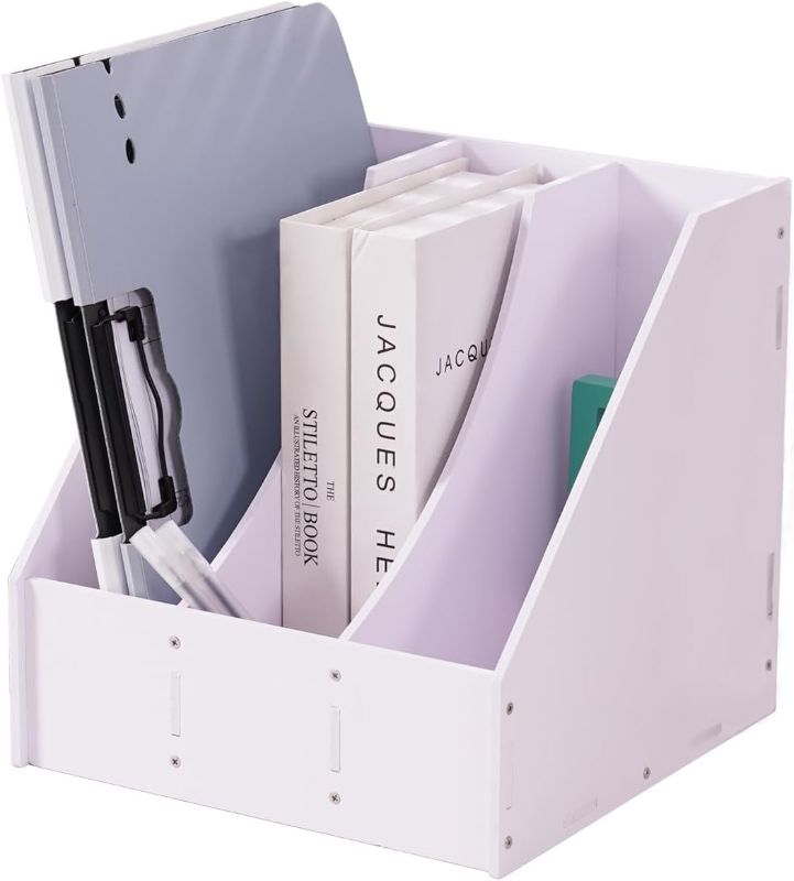 Photo 1 of Vertical Magazine File Holder Desk Oragnizer, Binder File Folder Rack for Office Home(3Pack)
