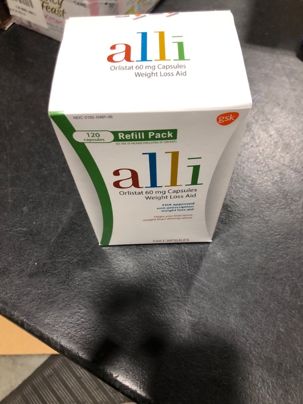 Photo 2 of alli Weight Loss Diet Pills, Orlistat 60 mg Capsules, Non Prescription Weight Loss Aid, 120 Count Refill Pack -- EXP 2025/01