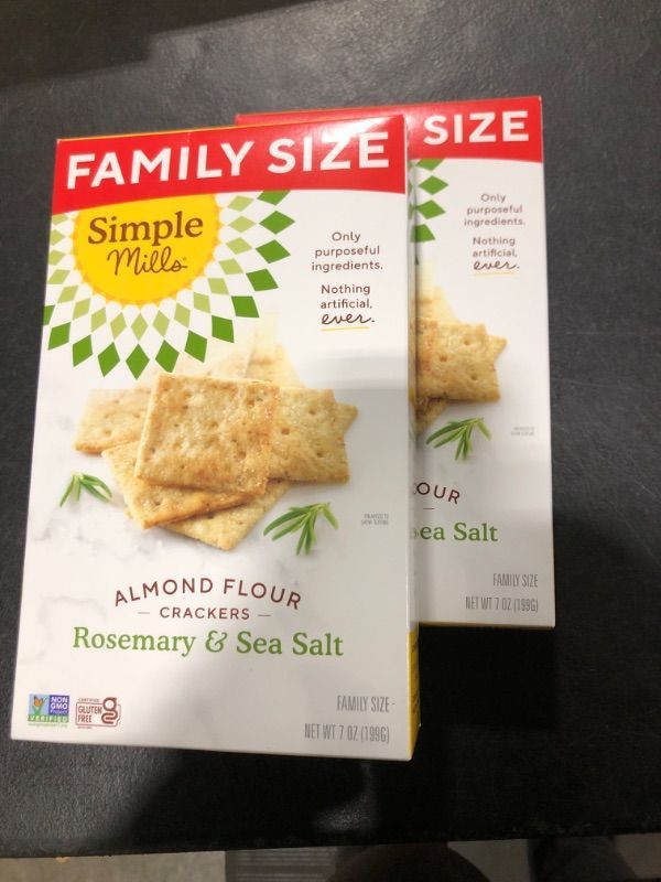 Photo 1 of Simple Mills Almond Flour Crackers, Family Size, Rosemary & Sea Salt - Gluten Free, Vegan, Healthy Snacks, 7 Ounce (Pack of 2) Rosemary & Sea Salt 7 Ounce (Pack of 2) --EXP 7/14/2024