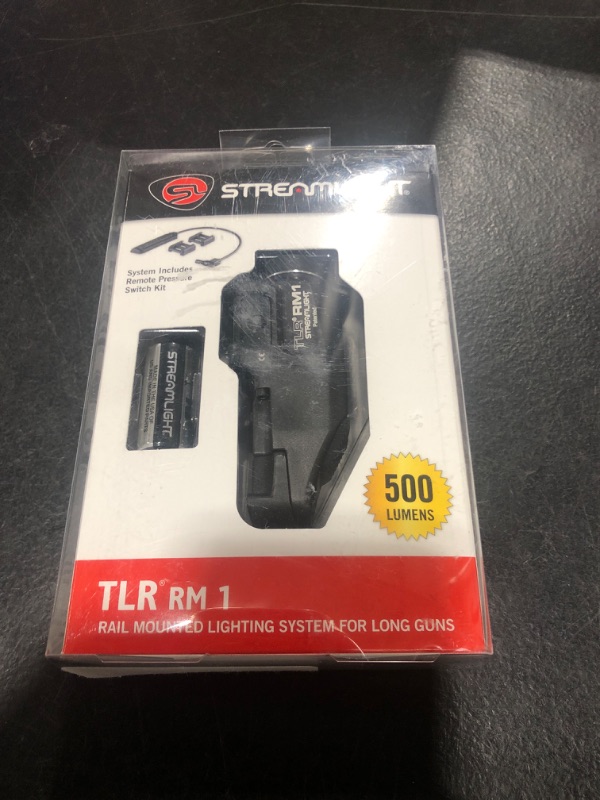 Photo 2 of Streamlight 69440 TLR RM 1 500-Lumen Low-Profile Rail Mounted Tactical Lighting System with Rail Locating Keys, Remote Pressure Switch, Mounting Clips and CR123A Battery, Black 500 Lumen Remote Pressure Switch