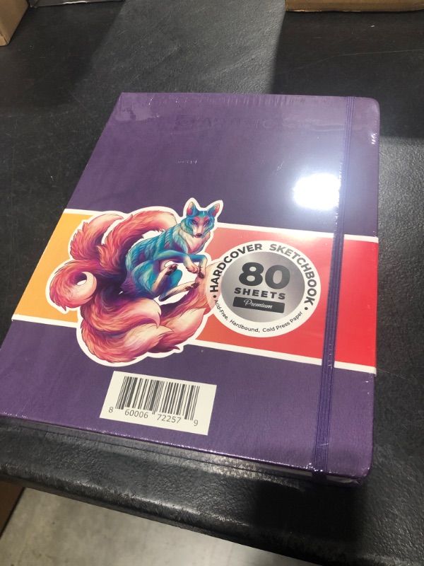 Photo 2 of ARTISTO 8.5x11" Premium Hardcover Sketchbook - 80 Sheets (125 GSM), Acid-Free Drawing Paper, Hardbound Sketch Pad with Inner Pocket, Elastic Closure, and Bookmark Ribbon. Violet