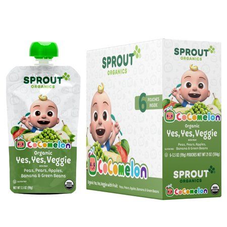 Photo 1 of CoComelon Sprout Organics Stage 3 Baby Food Organic Yes Yes Veggie 3.5 Oz Pouches (6 Pack) 2 PACK -- EXP JUN 15 2024
