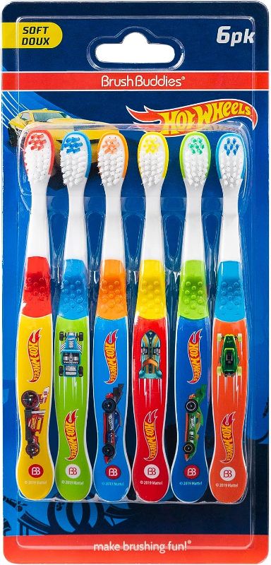 Photo 1 of Brush Buddies 6-Pack Hot Wheels Toothbrush for Kids, Kids Battery Powered Toothbrushes, Toothbrush Pack, Soft Bristle Toothbrushes for Kids, Toddler Toothbrush Ages 2-4, Multicolor
