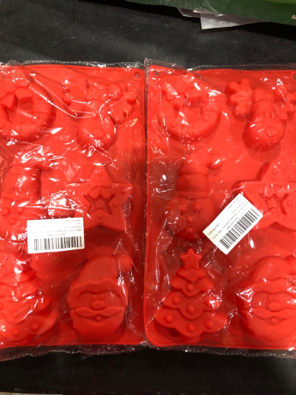 Photo 1 of 2 PACK DERAYEE Christmas Silicone Mold for Chocolate, 3 Pcs Silicone Molds Santa Gingerbread Man Shape Fondant Cake Baking Molds Set for Kitchen Tools Medium
