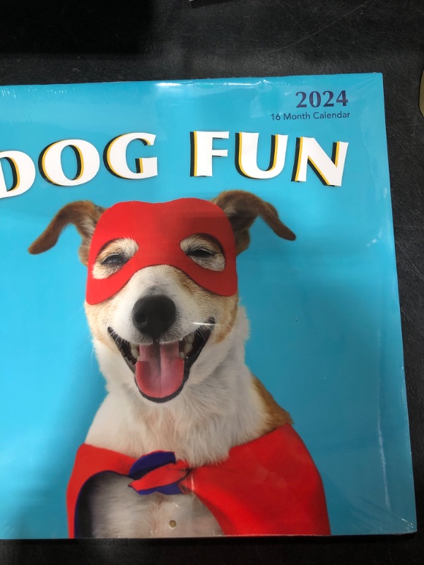 Photo 2 of Dog Fun 2024 Hangable Wall Calendar Monthly - 12" x 24" Open - Cute Costume Dressed Up Playing Puppies Photo Gift - Sturdy Thick Puppy Dogs Photography - Gifting Idea for Secret Santa, Teacher, Adults, Friends, Kids & Coworkers - Large Full Page 16 Months