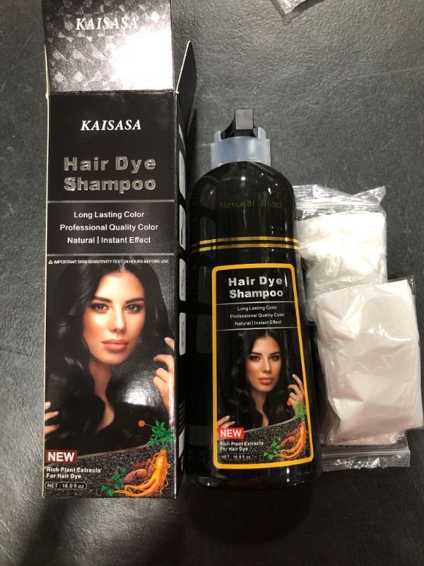 Photo 2 of IIIMEIDU Hair Dye Shampoo, 3 in 1 Hair Color Shampoo for Women Men Gray Coverage, Herbal Ingredients Black Hair Dye 500ml (KASSA Black)
