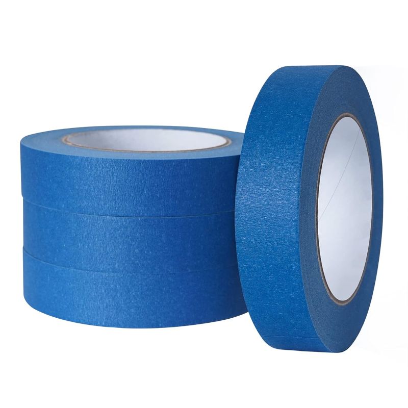 Photo 1 of Masking Tape 1 inch x 60 Yards x 4 Rolls, Blue Painters Tape for Arts & Crafts, Painting Supplies, Decoration, Wall Paint (Total 240 Yards)
