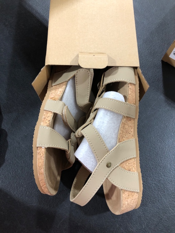 Photo 2 of FITORY Women's Cork Wedge Sandal Platform Slides with Adjustable Strap Size 8  (8 Stone)