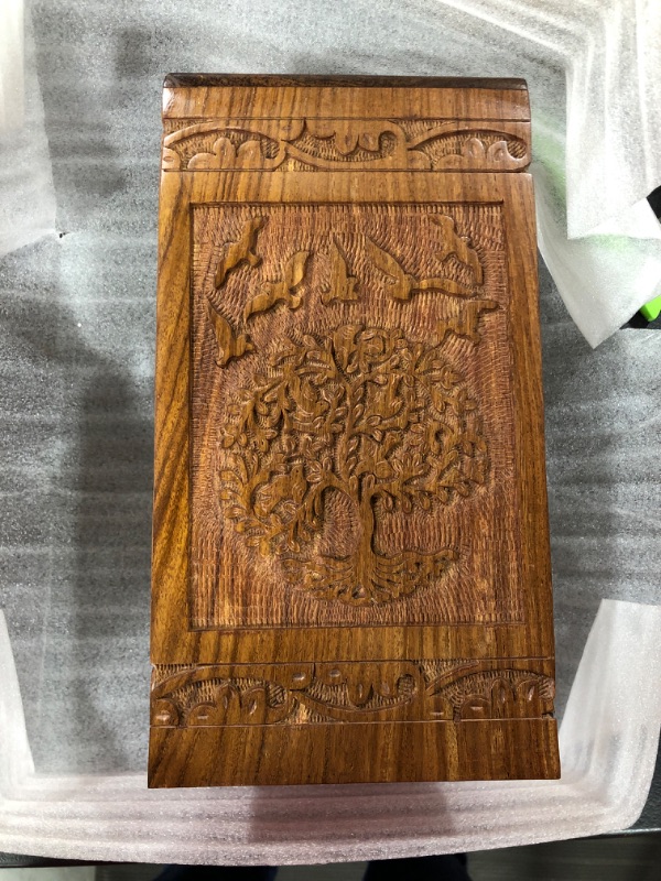 Photo 2 of Engraved Rosewood Cremation Tree Of Life Wooden Urns For Human Ashes - Burial Wood Urns For Ashes Male And Female Memorial Urn