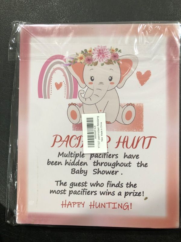 Photo 2 of 51 Pcs Baby Shower Games Include Baby Pacifier Hunt Foam Board Sign and 50 Acrylic Baby Pacifiers Mini Plastic Pacifiers, Pink Boho Elephant Theme - Fun, Unique and Easy to Play Activity
