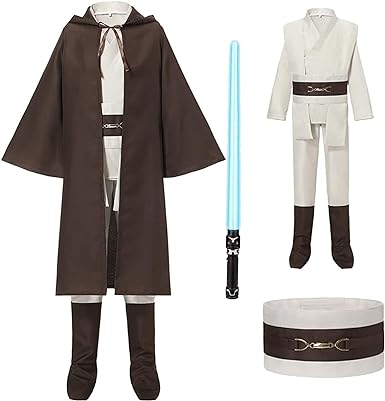 Photo 1 of  Knight Costume Luke Sky Walker Star Obi Wan Kenobi Knight Cosplay Tunic Hooded Robe Outfit XXL