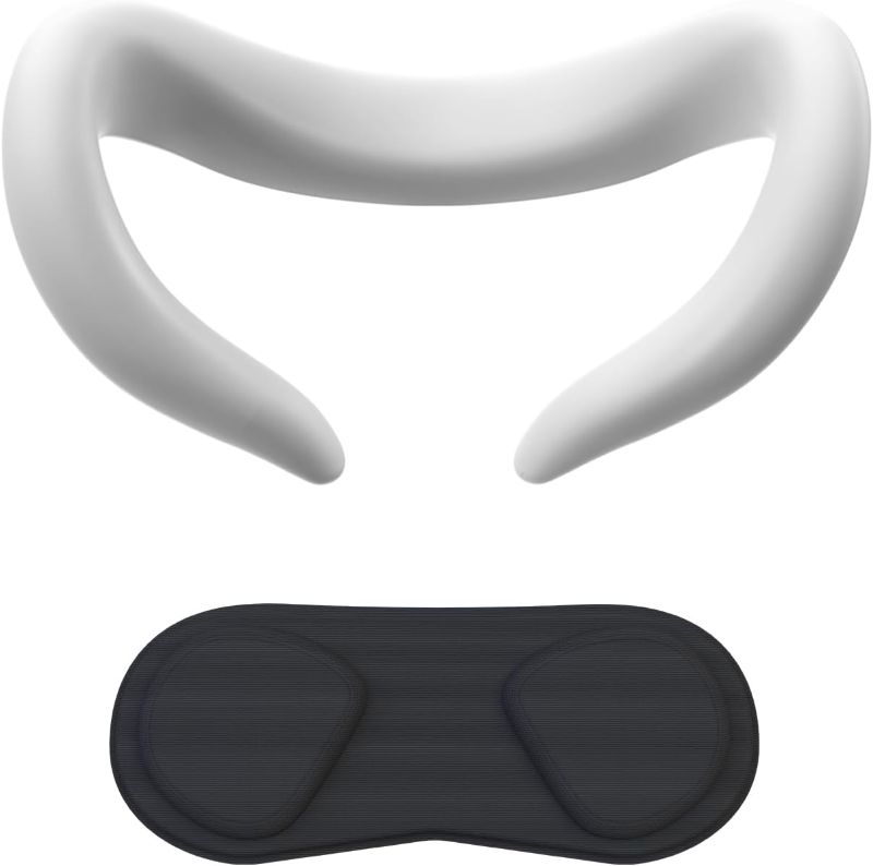 Photo 1 of Silicone Face Cover and Lens Cover Compatible with Quest 3, Accessories Bundle Provide Comprehensive Protection for Your VR Headset, Sweatproof Washable Anti-Dust(White)