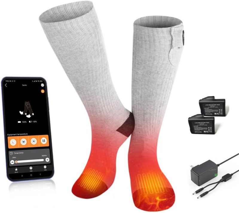 Photo 1 of Savior Electric Heated Socks for Men Women,with APP Control Rechargeable Heated Socks,Washable,Suitable for Winter Work,Skiing,Cycling,Hiking,etc. LARGE
