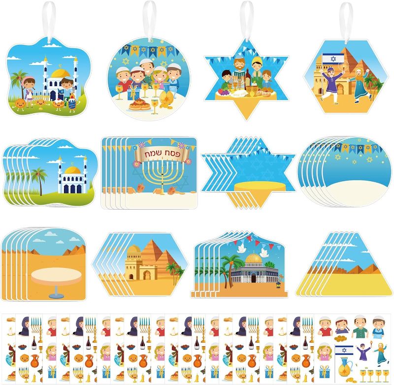 Photo 1 of 144 Pcs Make a Passover Scene Sticker Cardboard Ornament Craft Kids DIY Passover Scene Paper Funny Craft Hanging Ornaments Decoration for Religious Pesach Jewish Holiday Kids Party Favor