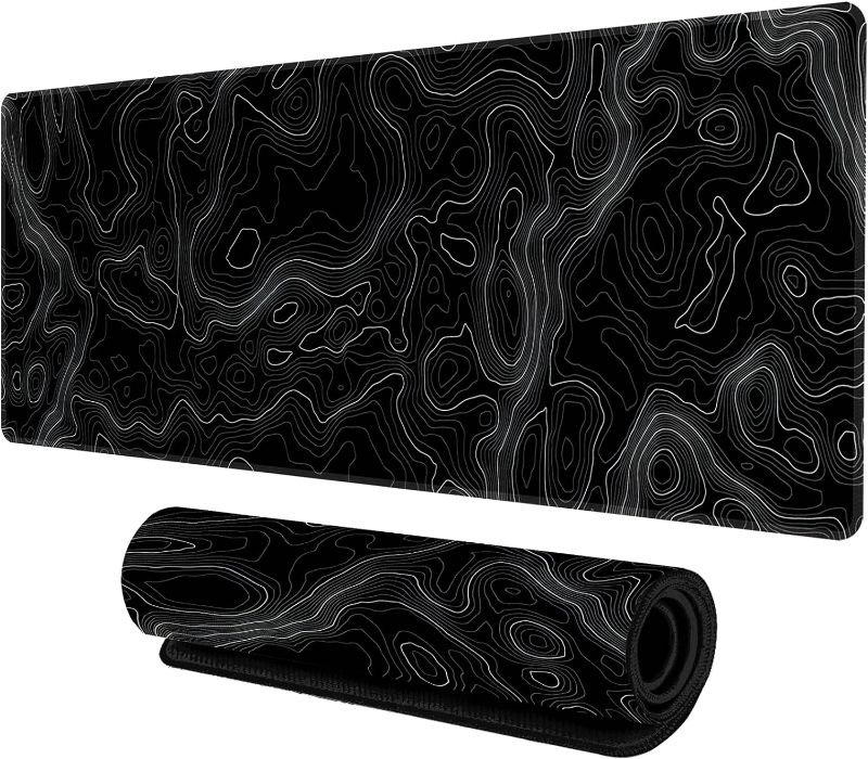 Photo 2 of ?7 Patterns 3 Sizes??1 Pack / 2 Pack?Gaming Mouse Pad Topographic Contour Extended Mouse Pad for Wireless Mouse Laptop Computer Desk Mat for Desktop Desk Protector Mat Office Desk - 31.5"L*11.8"W L-31.5"L*11.8"W ?1pack?_skyblue