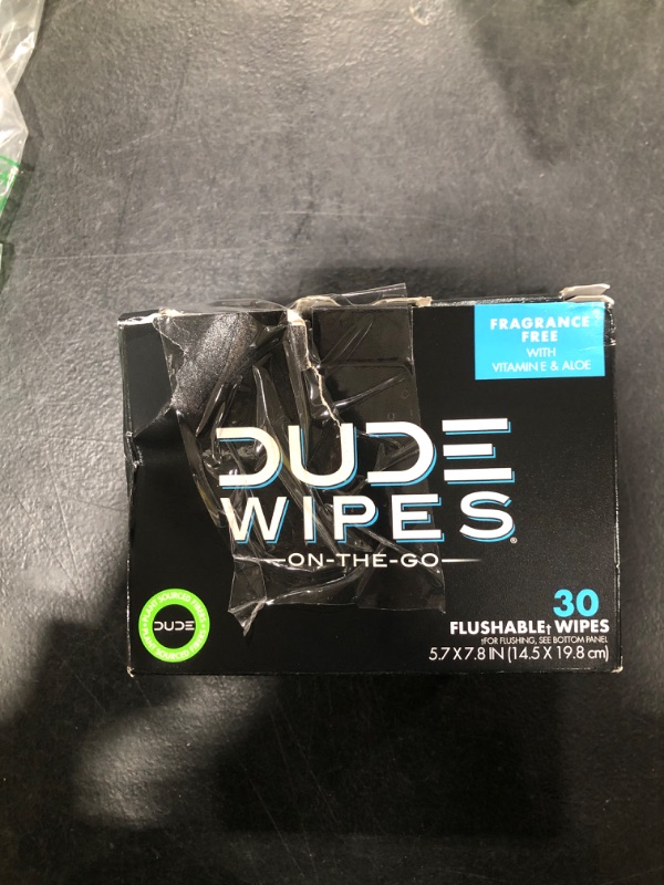 Photo 2 of DUDE Wipes - On-The-Go Flushable Wipes - 1 Pack, 30 Wipes - Unscented Extra-Large Individually Wrapped Adult Wet Wipes - Vitamin E & Aloe - Septic and Sewer Safe 30 Count (Pack of 1)