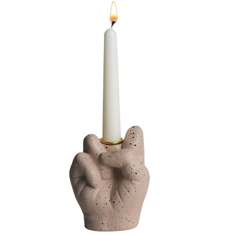 Photo 1 of DUMEINA Funny Hand Shaped Candlestick for Taper Candles, Decorative Candle Holders for Party,Wedding,Dinning,Home Decorations,Fits 0.86 Inch Thick Candle&Led Candles(Brown)