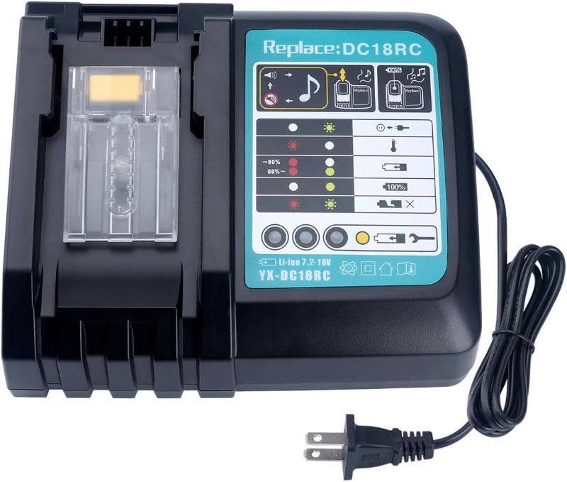 Photo 1 of Biswaye 18V Battery Charger DC18RC DC18RA Compatible with Makita 14.4V-18V LXT Lithium-ion Battery BL1815 BL1830 BL1850 BL1820B BL1860 BL1840 BL1430 BL1415 