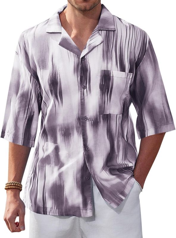 Photo 1 of Runcati Mens Hawaiian Shirts Button Down Short Sleeve Cuban Shirt Beach Summer Printed Tops SIZE XXL