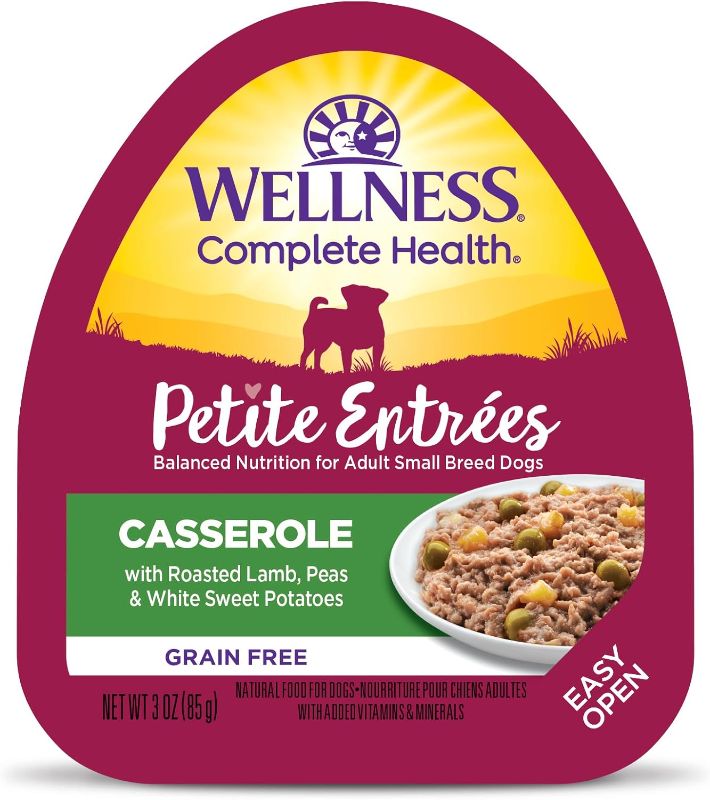 Photo 1 of Wellness Petite Entrées Casserole with Roasted Lamb, Peas & White Sweet Potatoes, 3-Ounce Cup (Pack of 12)
