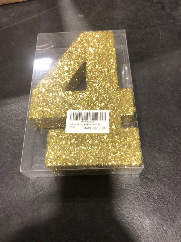 Photo 2 of Gold Glitter Numbers Sign 4 Birthday Decorations, Birthday Party Centerpieces for Table Decorations,Anniversary Birthday Table Toppers(7.8 Inch)