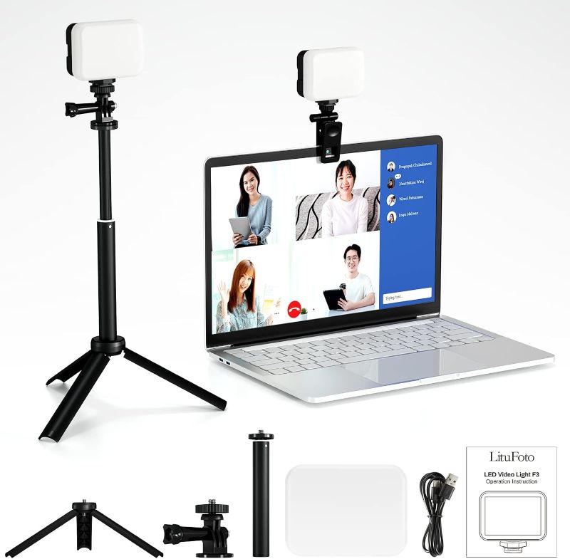 Photo 1 of LituFoto F3 RGB LED Video Light Kit, Zoom Lighting for Desktop Working, Learnning & Video Conferencing with Adjustment Brightness, Light clamp & Tripod
