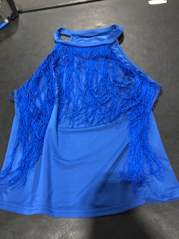 Photo 1 of WOMENS BLUE FRINGE TANK TOP SMALL