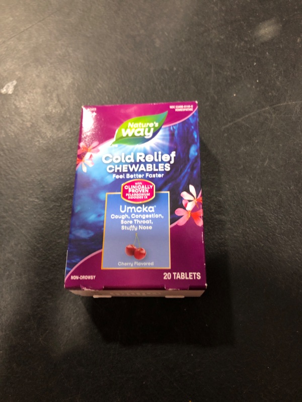 Photo 2 of Nature's Way Umcka ColdCare Shortens Duration & Reduces Severity, Cherry Flavored, 20 Chewables-- EXP 09/2025