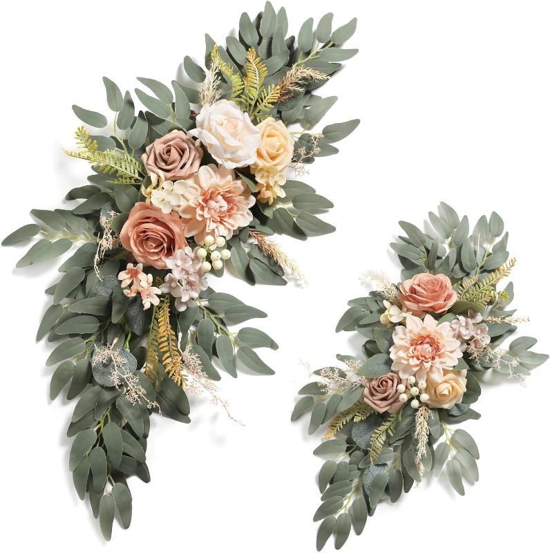 Photo 1 of Nude Flowers Artificial Wedding Arch Flowers Swag Set of 2 for DIY Champagne Wedding Welcome Ceremony Sign Backdrop Sweetheart Table Chair Home Decoration
