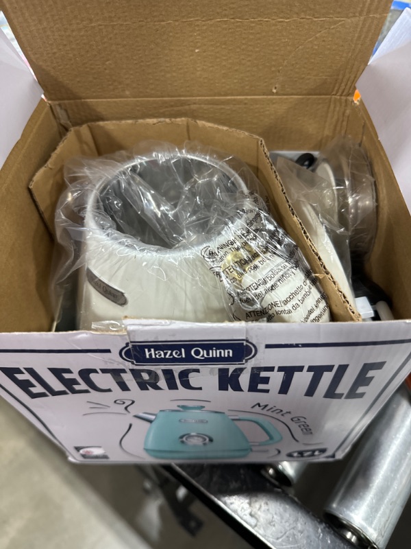 Photo 2 of Hazel Quinn Retro Electric Kettle - 1.7 Liters / 57.5 Ounces Tea Kettle with Thermometer, All Stainless Steel, 1200 Watts Fast Boiling, BPA-free, Cordless, Automatic Shut Off - Mint Green
