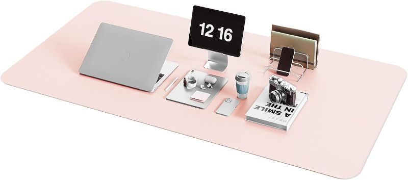 Photo 1 of YSAGi Non-Slip Desk Pad,Mouse Pad,Waterproof PVC Leather Desk Table Protector,Ultra Thin Large Desk Blotter, Easy Clean Laptop Desk Writing Mat for Office Work/Home/Decor(Pink, 47.2" x 23.6")-No Band
