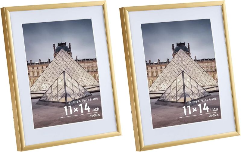 Photo 1 of AntNest 2 Pack 11x14 Gold Metal Picture Frame, Aluminum Photo Frames for Wall Mounting, Pictures Photo Frame Great for Weddings, Graduations, Events, Home Decoration, Office
