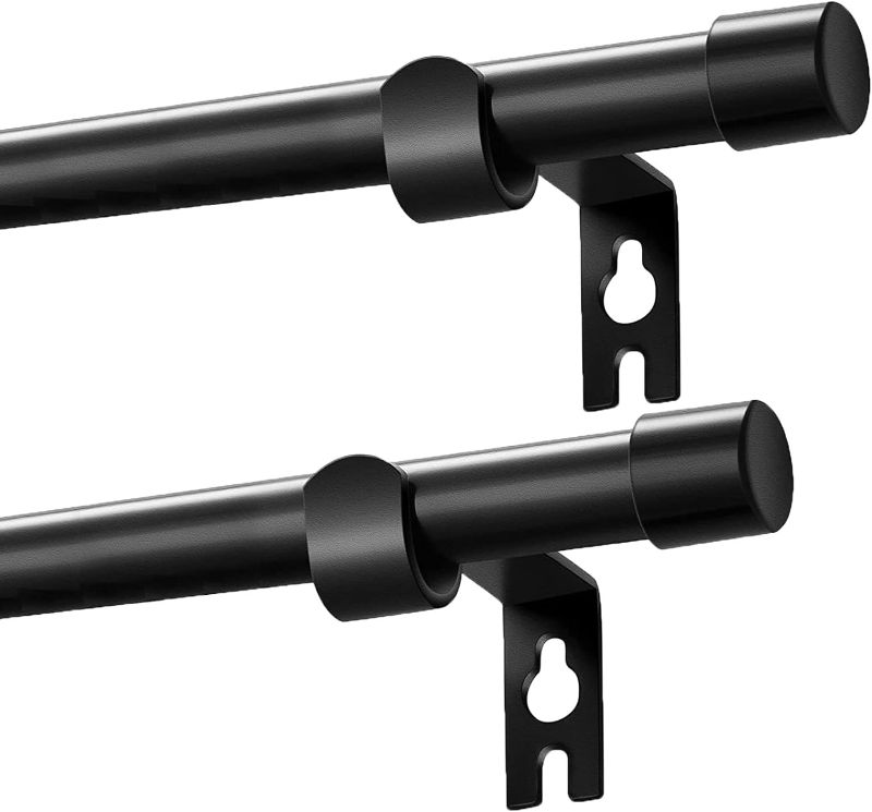 Photo 1 of Black Curtain Rods 2 Pack, Curtain Rods for Windows 30 to 88 Inch, 5/8 Inch Curtain Rod Stainless Steel with Brackets Easy to Install
