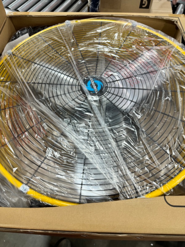 Photo 3 of Tornado - 24 Inch High Velocity Heavy Duty Tilt Metal Drum Fan Yellow Commercial, Industrial Use 3 Speed 8540 CFM 1/3 HP 8 FT Cord UL Safety Listed (YELLOW)
