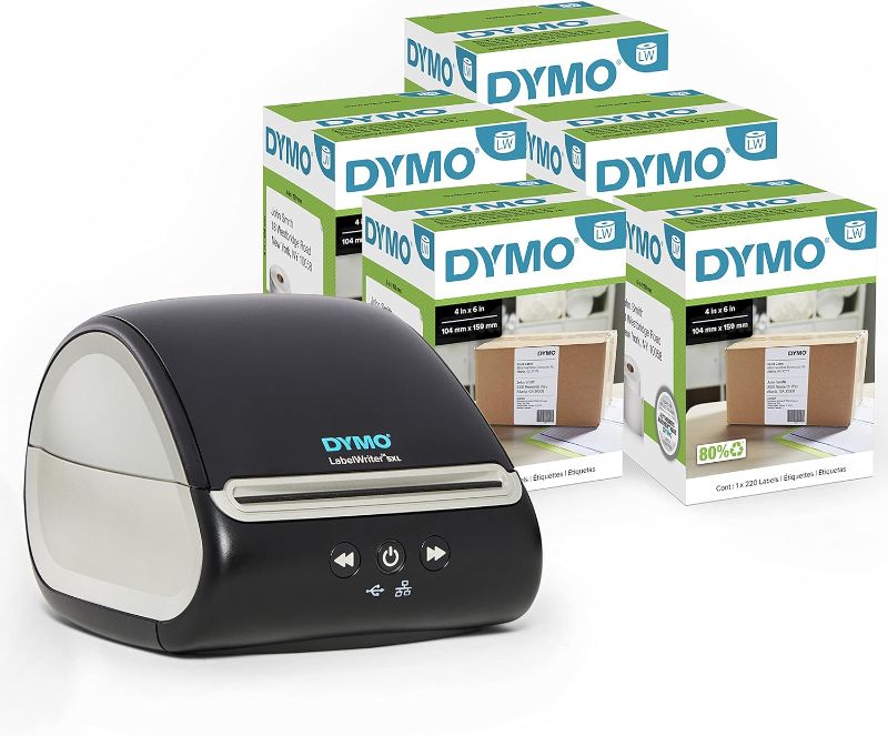 Photo 1 of DYMO LabelWriter 5XL Label Printer Bundle, Prints Extra-Wide Labels UPS, USPS and Amazon, Ebay, and More, Label Maker Printer with 5 Extra-Large Shipping Labels, Stocking Stuffers
