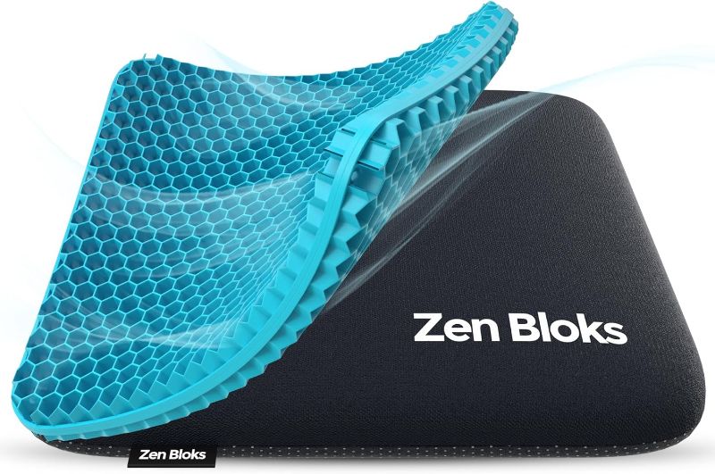 Photo 1 of Zen Bloks XL Extra Thick Gel Seat Cushion for Pressure Relief, Tailbone, Sciatica, Coccyx, and Hip Pain Relief - Non-Slip for Wheelchairs, Office Chairs, Car Seat for Driving (20"x20"x2")
