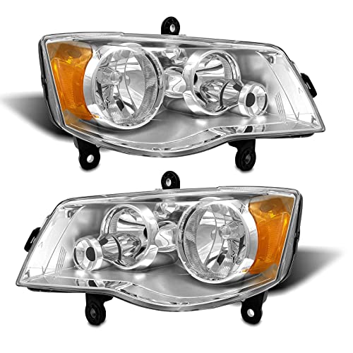 Photo 1 of ADCARLIGHTS for 2011 2012 2013 2014 2015 2016 2017 2018 Grand Caravan Headlight Assembly 2008-2016 Chrysler Town & Country Chrome Housing Amber Reflec
