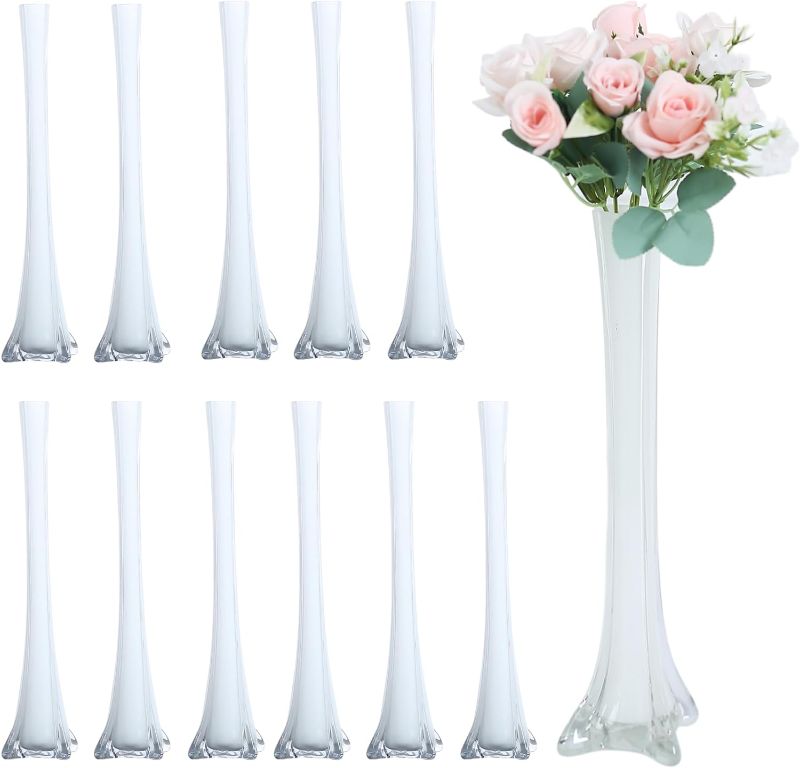 Photo 1 of Craft And Party, Pack of 12, Eiffel Tower Vases Centerpiece for Flower, Wedding, Decoration. (16", White)
