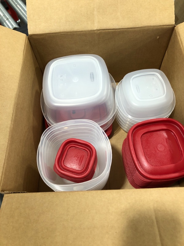 Photo 2 of Rubbermaid 2063704 Vented Lids Food Storage Containers Set of 21 (42 Pieces Total) Racer Red
