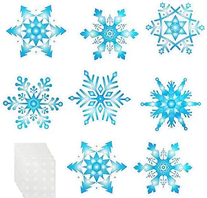 Photo 1 of Niwkkhip 180 Pieces Snowflake Cutouts Christmas Winter School Bulletin Board Cut Outs Decoration with Glue Point for Christmas Winter Hoilday School Classroom Home Decoration (Elegant Bule)
