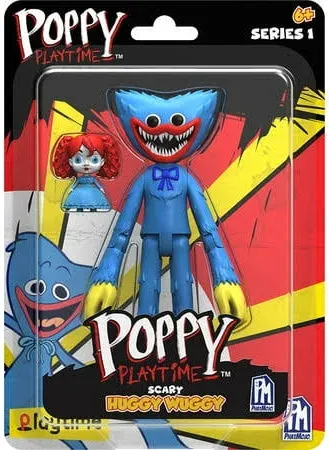 Photo 1 of Poppy Playtime Scary Huggy Wuggy Action Figure (5'' Posable Figure, Series 1) [Officially Licensed], Blue 