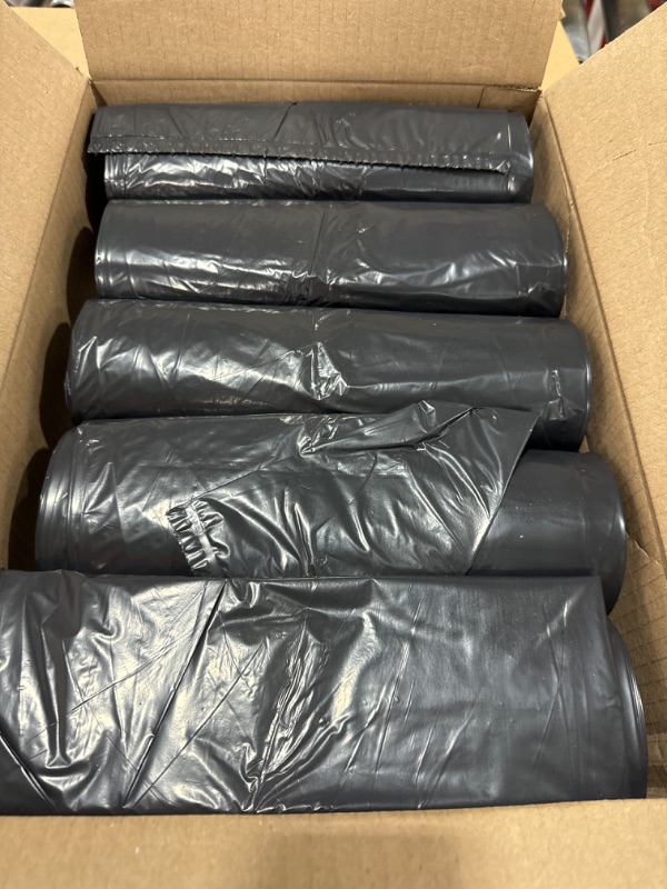 Photo 2 of Aluf Plastics RCT-45X Star Sealed Coreless Rolls with E-Z Tie Flap Closure, 45 gal, Polyethylene, 40" x 46", Black (Pack of 100) 45 Gal, 1.5 Mil Equiv, 100 Count