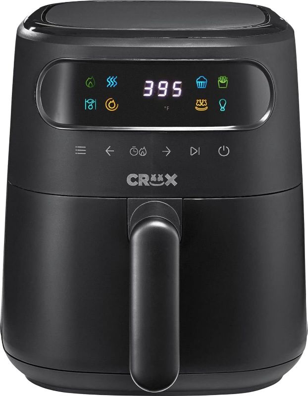 Photo 1 of CRUX x Marshmello 3.0 QT Digital Air Fryer with TurboCrisp Technology, Touch Screen Temperature Control, Timer and Auto Shut-off, Fully Programmable, Silicone Cupcake Molds Included, Black 3 Quarts Black