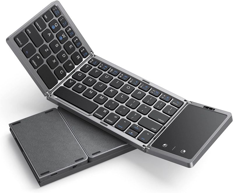 Photo 1 of seenda Foldable Bluetooth Keyboard for Travel, Tri-Folding Wireless Portable Keyboard with Touchpad, Rechargeable Multi-Device Small Keyboard, for Laptop Tablet PC Smartphone Windows iOS Android

