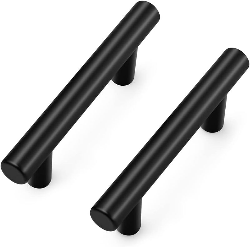 Photo 1 of Ravinte 30 Pack T Bar 2-1/2 Inch Hole Center Kitchen Cabinet Pulls, Modern Matte Black Stainless Steel Cabinet Handles, 4 Inch Overall Length Kitchen Hardware for Cupboard Drawer and Kitchen Drawer
