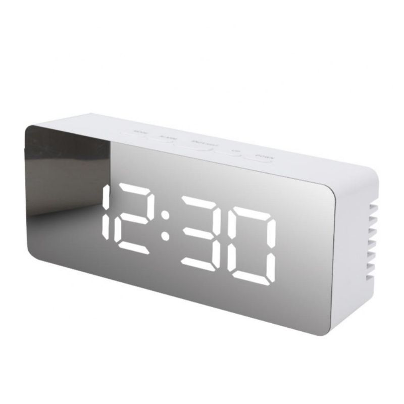 Photo 1 of LED Digital Alarm Clock, Bedside Alarm Clock with Temperature, Mirror and Ringtones, 12/24H, Snooze,Modern Digital Clocks for Living Room Decor, Bedroom, Heavy Sleepers
